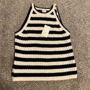 a new day Black and White Striped Tank Top